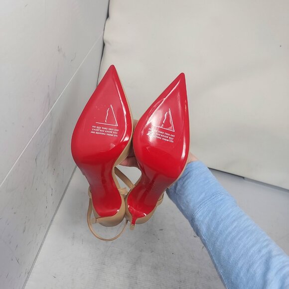 Christian Louboutin Nude Jenlove Ankle Strap Pointed Toe Pump - Picture 2 of 14